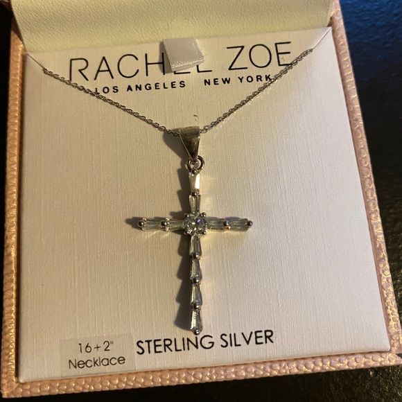 Cz Sterling Silver Cross Necklace 